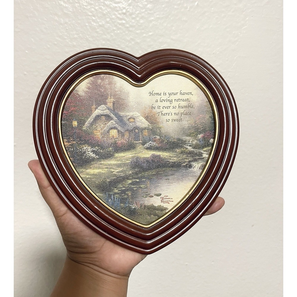 Thomas Kinkade Home Is Where The Heart Is "Home Sweet Home" Heart Shaped Art